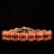 14K Gold 15.68ct Coral 0.80ct Diamond Bracelet