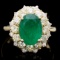 14k Gold 3.70ct Emerald 1.70ct Diamond Ring