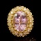 14K Gold 22.06ct Kunzite 2.47ct Diamond Ring