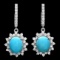 14k Gold 4.00ct Turquoise 1.70ct Diamond Earrings