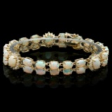 14k Gold 16.5ct Opal 1.10ct Diamond Bracelet