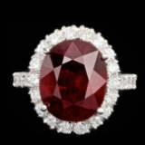 14k White Gold 11.50ct Ruby 1.45ct Diamond Ring