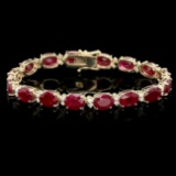 14k Gold 28.00ct Ruby 1.40ct Diamond Bracelet