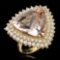 14K Gold 13.58ct Morganite 2.21ct Diamond Ring