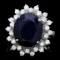 14k Gold 6.50ct Sapphire 0.85ct Diamond Ring