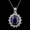14k Gold 10.00ct Sapphire 0.80ct Diamond Pendant