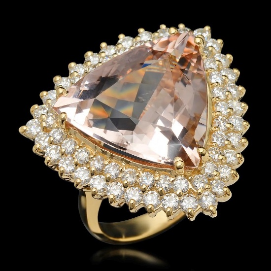 14K Gold 13.58ct Morganite 2.21ct Diamond Ring