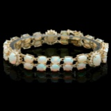 14k Yellow Gold 18ct Opal 1.10ct Diamond Bracelet