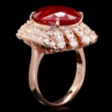 14k Rose Gold 10.00ct Ruby 1.85ct Diamond Ring