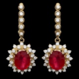 14k Gold 8.00ct Ruby 1.60ct Diamond Earrings