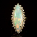 14K Gold 7.67ct Opal 1.95ct Diamond Ring