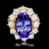 14k Gold 7.40ct Tanzanite 2.20ct Diamond Ring