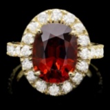 14k Yellow Gold 8.00ct Garnet 1.70ct Diamond Ring