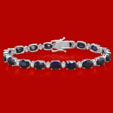 14k Gold 24.38ct Sapphire 0.85ct Diamond Bracelet