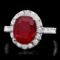 14k White Gold 5.00ct Ruby 1.40ct Diamond Ring