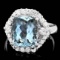 14k Gold 5.00ct Aquamarine 1.00ct Diamond Ring