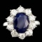 14k Gold 3.00ct Sapphire 2.10ct Diamond Ring