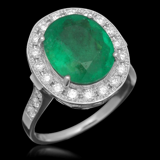 14K Gold 3.50ct Emerald 0.70ct Diamond Ring