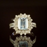 14K Gold 2.42ct Aquamarine 0.79ct Diamond Ring