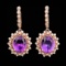 14k Rose 10.00ct Amethyst 1.85ct Diamond Earrings