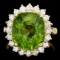 14k Gold 9.00ct Peridot 1.00ct Diamond Ring