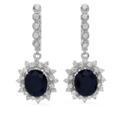 14K Gold 7.97ct Sapphire 1.63ct Diamond Earrings