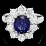 18k Gold 2.00ct Sapphire 2.00ct Diamond Ring