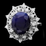 14k Gold 9.00ct Sapphire 0.85ct Diamond Ring