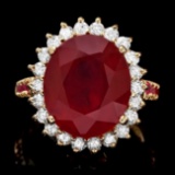 14k Yellow Gold 10.3ct Ruby 0.70ct Diamond Ring