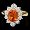 14k Yellow Gold 3.00ct Garnet 1.10ct Diamond Ring