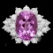 14k White Gold 6.00ct Kunzite 2.10ct Diamond Ring