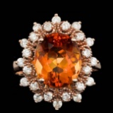 14k Rose Gold 4.50ct Citrine 0.65ct Diamond Ring