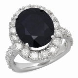 14K Gold 7.81ct Sapphire 2.01ct Diamond Ring