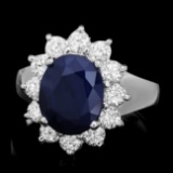 14k Gold 4.00ct Sapphire 1.10ct Diamond Ring