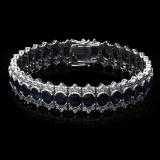 14K White Gold 22.41ct. Sapphire & Diamond Bracelet