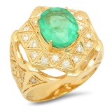 14K Gold 4.89ct Emerald 1.08cts Diamond Ring