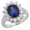 14K Gold 2.51ct Sapphire 1.15ct Diamond Ring