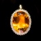 14K Gold 48.56ct Citrine 3.12ct Diamond Pendant