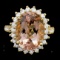 14k Gold 8.00ct Morganite 1.30ct Diamond Ring