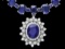 14k Gold 87ct Sapphire 2.50ct Diamond Necklace