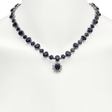 14K Gold 49.50ct Sapphire 1.70ct Diamond Necklace