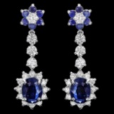 14k Gold 4.8ct Sapphire 2ct Diamond Earrings