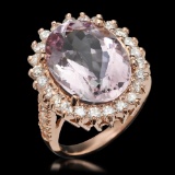 14K Gold 11.06ct Kunzite 1.45ct Diamond Ring