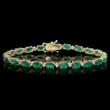 14k Gold 10ct Emerald 0.50ct Diamond Bracelet