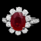 14k White Gold 3.20ct Ruby 1.50ct Diamond Ring