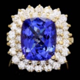 14k Gold 7.00ct Tanzanite 2.50ct Diamond Ring