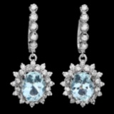 14k 5.50ct Aquamarine 1.70ct Diamond Earrings