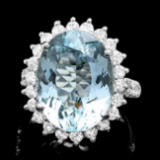 14k Gold 10.50ct Aquamarine 1.50ct Diamond Ring