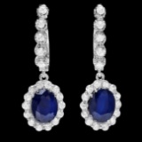 14k Gold 4ct Sapphire 1.40ct Diamond Earrings