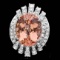 14k Gold 10.40ct Morganite 1.30ct Diamond Ring